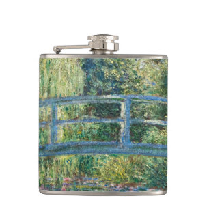 Claude Monet - Water Lily pond, Green Harmony Hip Flask