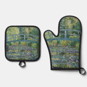 Claude Monet - Water Lily pond, Green Harmony Oven Mitt & Pot Holder Set
