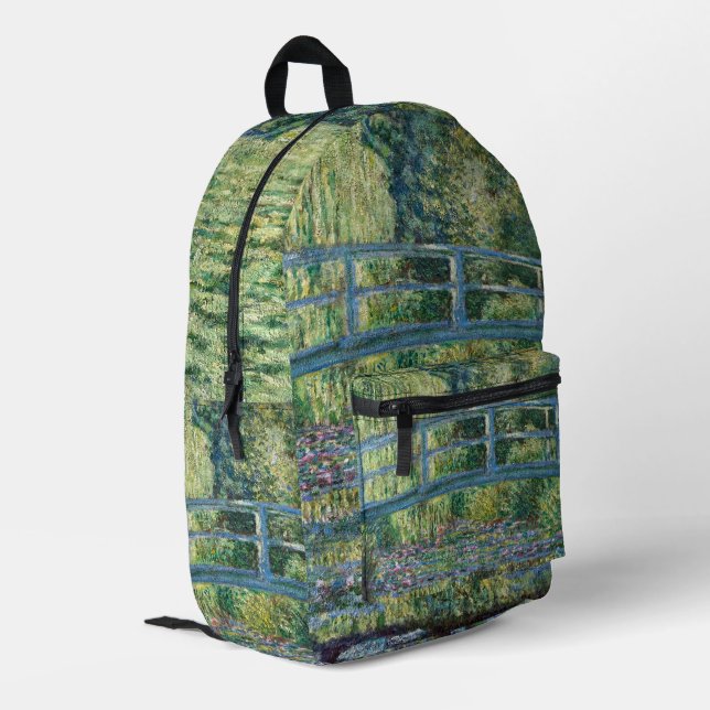 Claude Monet - Water Lily pond, Green Harmony Printed Backpack (Back Corner Left)
