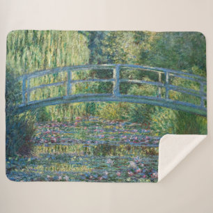 Claude Monet - Water Lily pond, Green Harmony Sherpa Blanket