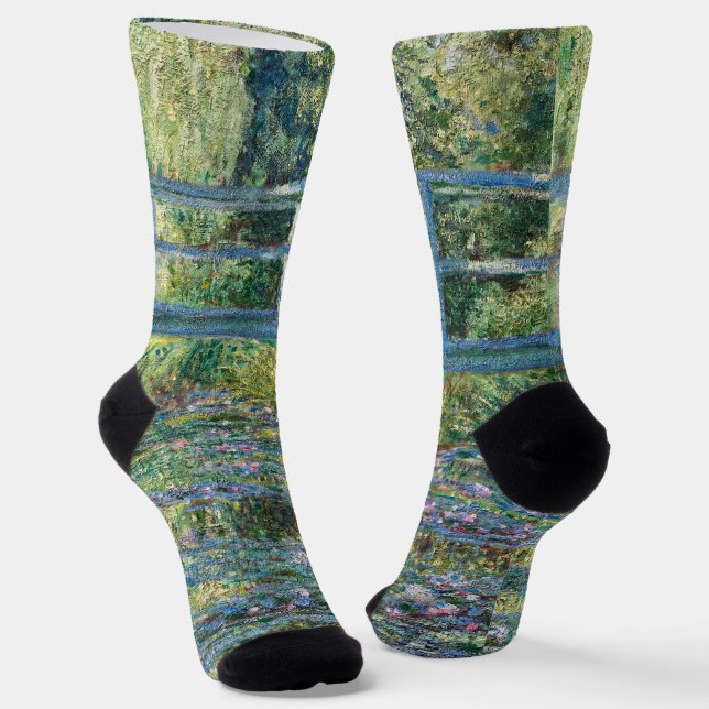 Claude Monet - Water Lily pond, Green Harmony Socks (Angled)