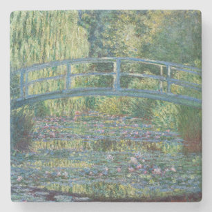 Claude Monet - Water Lily pond, Green Harmony Stone Coaster