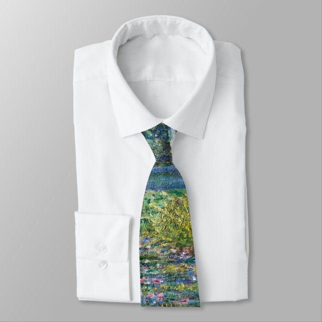 Claude Monet - Water Lily pond, Green Harmony Tie (Tied)