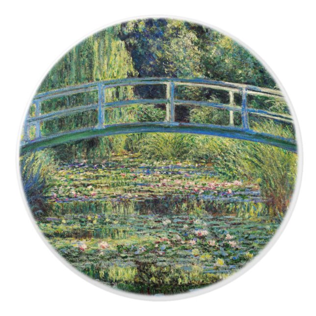 Claude Monet - Water Lily Pond & Japanesese Bridge Ceramic Knob (Front)