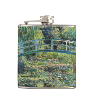 Claude Monet - Water Lily Pond & Japanesese Bridge Hip Flask