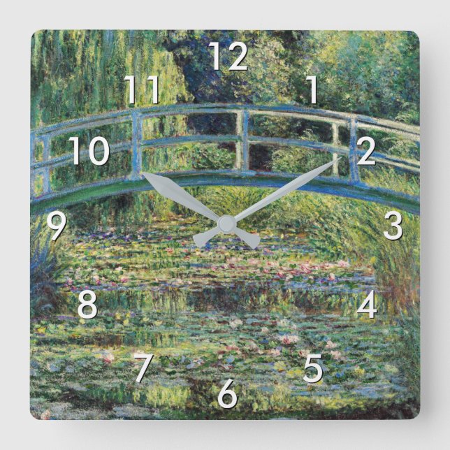 Claude Monet - Water Lily Pond & Japanesese Bridge Square Wall Clock (Front)