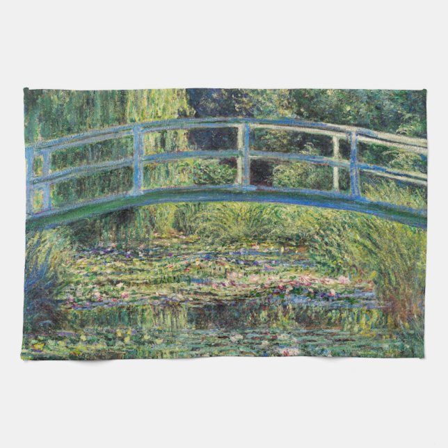 Claude Monet - Water Lily Pond & Japanesese Bridge Tea Towel (Horizontal)