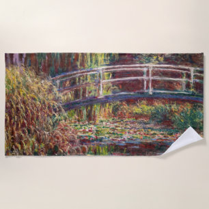 Claude Monet - Water Lily pond, Pink Harmony Beach Towel