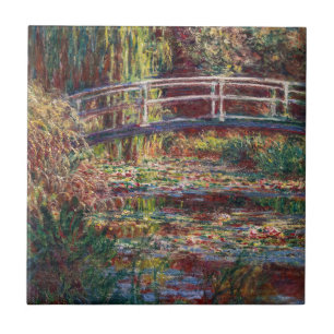Claude Monet - Water Lily pond, Pink Harmony Ceramic Tile