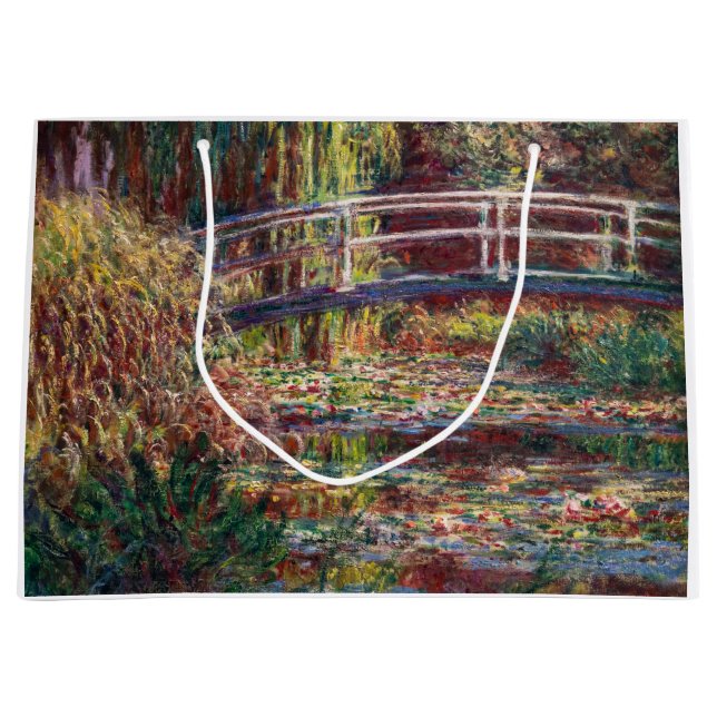 Claude Monet - Water Lily pond, Pink Harmony Large Gift Bag (Front)
