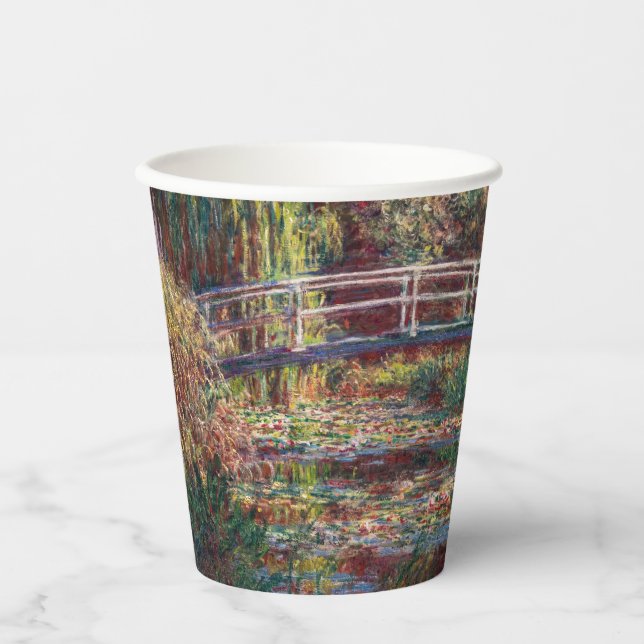 Claude Monet - Water Lily pond, Pink Harmony Paper Cups (Front)