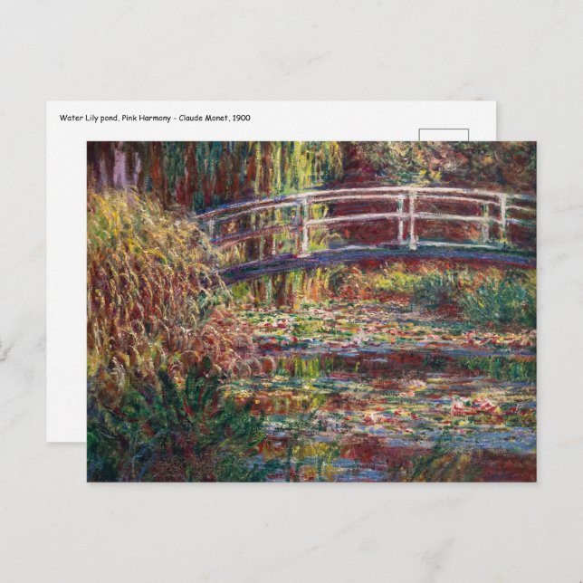Claude Monet - Water Lily pond, Pink Harmony Postcard (Front/Back)