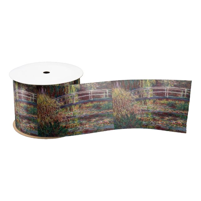 Claude Monet - Water Lily pond, Pink Harmony Satin Ribbon (Spool)