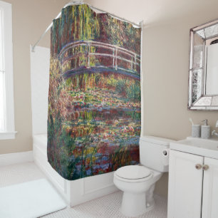 Claude Monet - Water Lily pond, Pink Harmony Shower Curtain