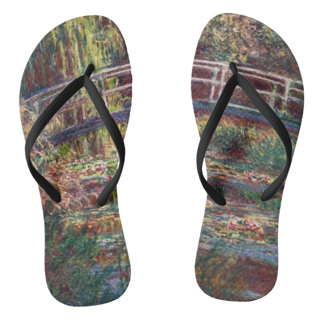 Claude Monet - Water Lily pond, Pink Harmony Thongs (Footbed)