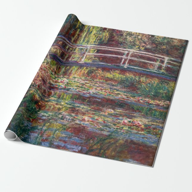 Claude Monet - Water Lily pond, Pink Harmony Wrapping Paper (Unrolled)