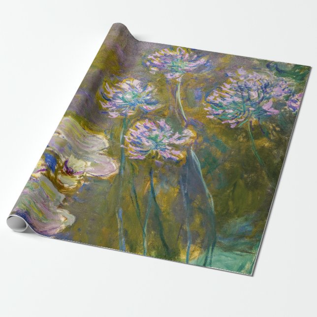 Claude Monet - Waterlilies and Agapanthus Wrapping Paper (Unrolled)