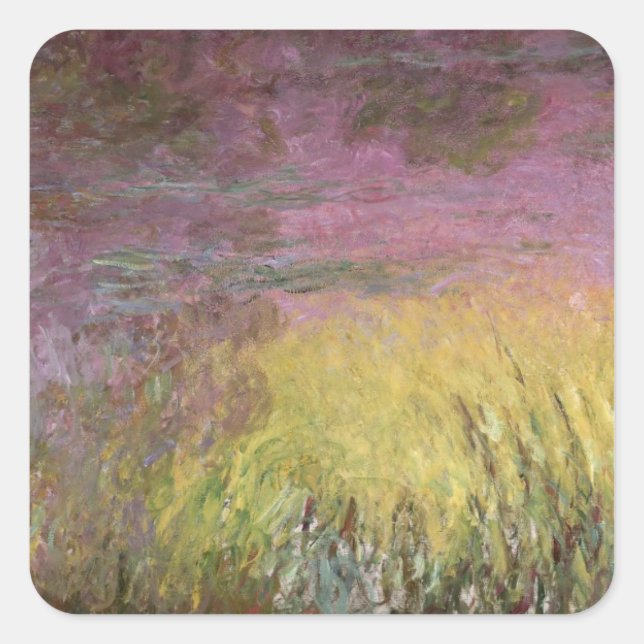 Claude Monet | Waterlilies at Sunset Square Sticker (Front)
