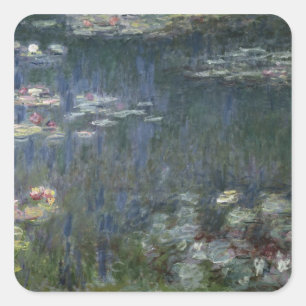 Claude Monet   Waterlilies: Green Reflections Square Sticker