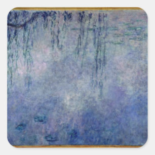 Claude Monet Waterlilies: Weeping Willows left Square Sticker