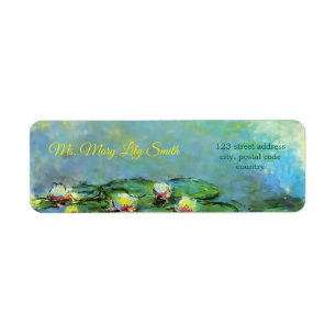 Claude Monet Waterlily Vintage Fine Art Return Address Label