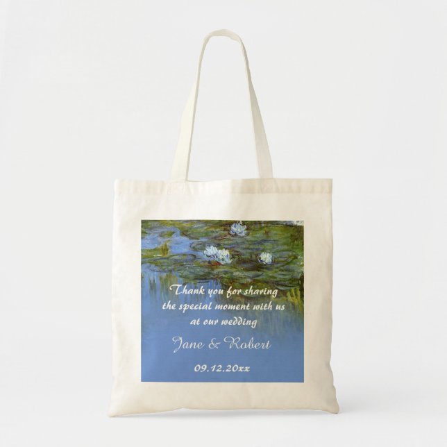 Claude Monet waterlily wedding favour than you Tote Bag (Front)