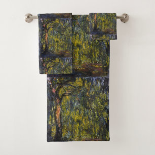 Claude Monet Weeping Willow Impressionist Art Bath Towel Set