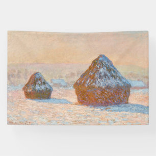 Claude Monet - Wheatstacks, Snow Effect, Morning Banner