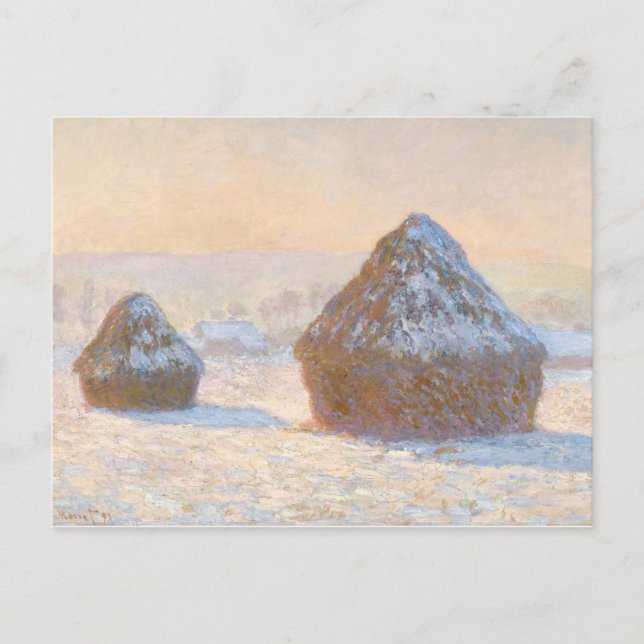 Claude Monet - Wheatstacks, Snow Effect, Morning Postcard (Front)