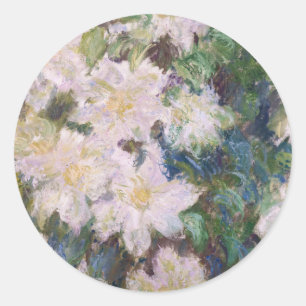 Claude Monet - White Clematis Classic Round Sticker
