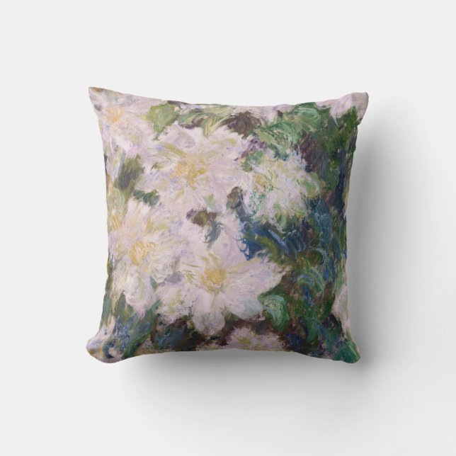 Claude Monet - White Clematis Cushion (Front)