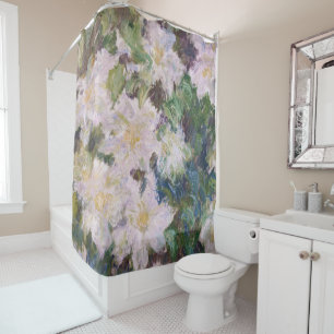 Claude Monet - White Clematis Shower Curtain