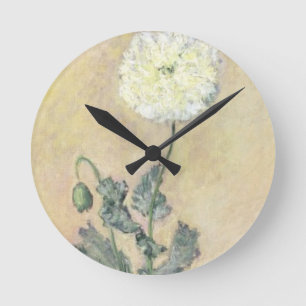 Claude Monet   White Poppy, 1883 Round Clock