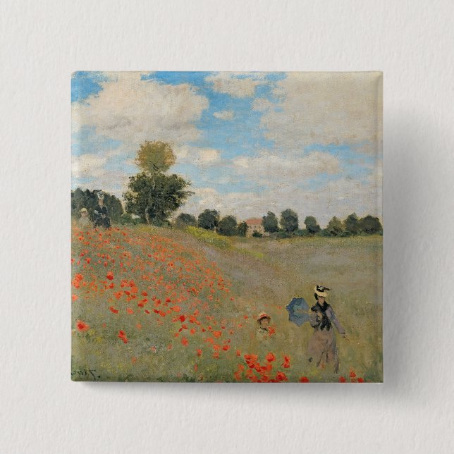 Claude Monet | Wild Poppies, near Argenteuil 15 Cm Square Badge (Front)