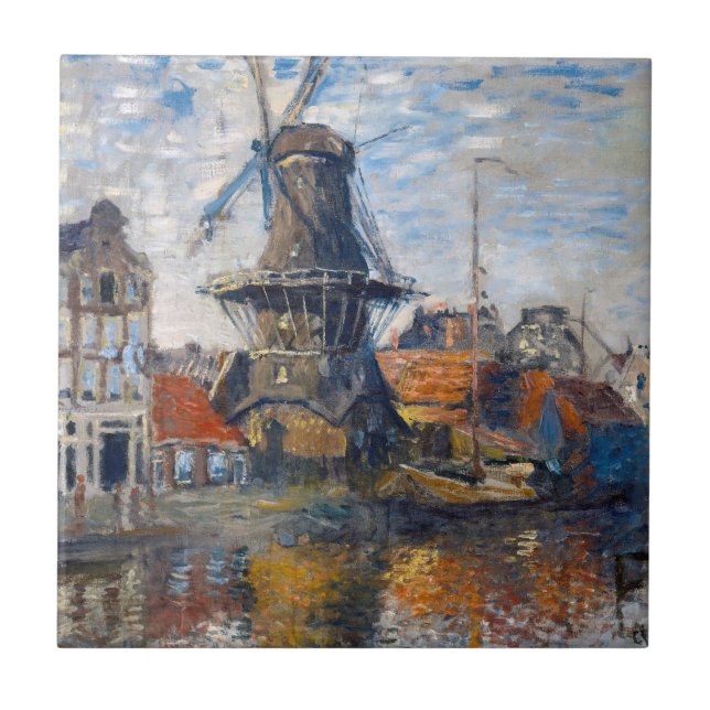 Claude Monet - Windmill, Amsterdam  Ceramic Tile (Front)