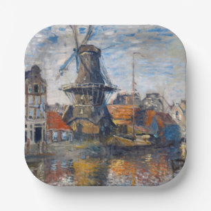 Claude Monet - Windmill, Amsterdam Paper Plate