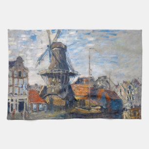 Claude Monet - Windmill, Amsterdam  Tea Towel