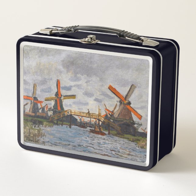 Claude Monet - Windmills near Zaandam Metal Lunch Box (Front)