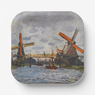 Claude Monet - Windmills near Zaandam Paper Plate