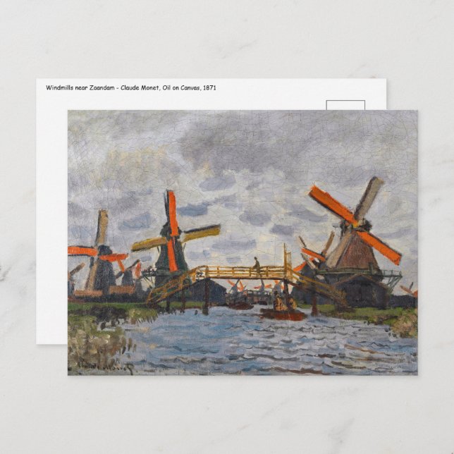 Claude Monet - Windmills near Zaandam Postcard (Front/Back)