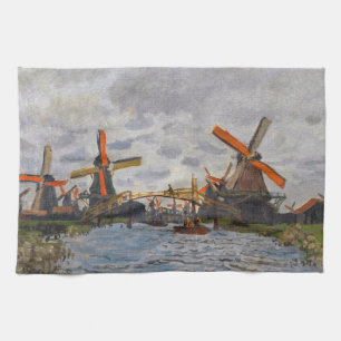 Claude Monet - Windmills near Zaandam Tea Towel