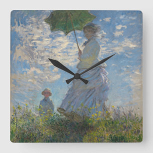 Claude Monet Woman with a Parasol 1875 Square Wall Clock