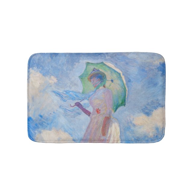 Claude Monet - Woman with a Parasol facing left Bath Mat (Front)