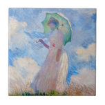 Claude Monet - Woman with a Parasol facing left Ceramic Tile<br><div class="desc">Study of a Figure Outdoors,  also known as Woman with a Parasol/Umbrella facing left. By Claude Monet in 1886.</div>