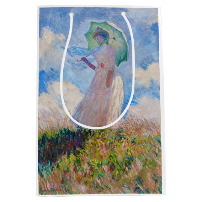 Claude Monet - Woman with a Parasol facing left Medium Gift Bag (Front)