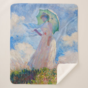 Claude Monet - Woman with a Parasol facing left Sherpa Blanket
