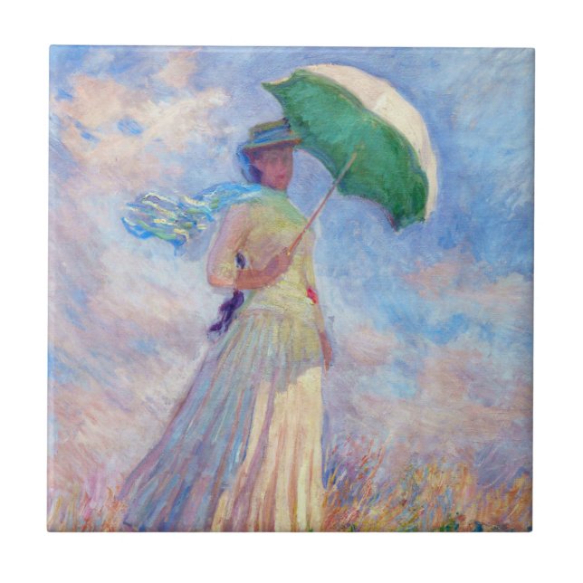 Claude Monet - Woman with a Parasol facing right Ceramic Tile (Front)
