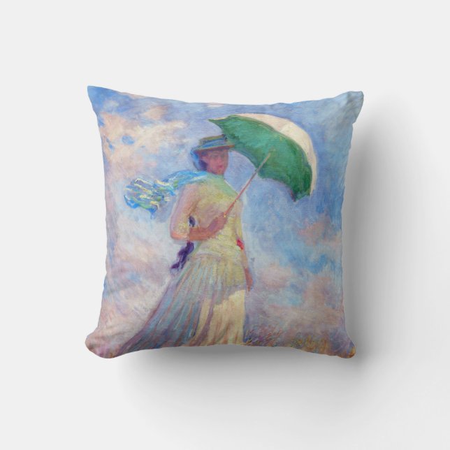 Claude Monet - Woman with a Parasol facing right Cushion (Front)