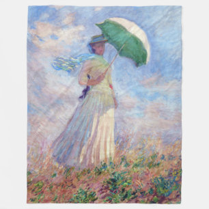 Claude Monet - Woman with a Parasol facing right Fleece Blanket