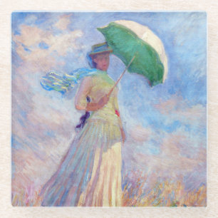 Claude Monet - Woman with a Parasol facing right Glass Coaster